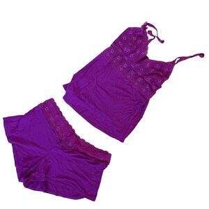 Jessica Simpson hot pink lingerie set lace rayon spandex women's size small